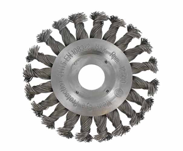 Wheel brush 22,2mm - Twist knot wire, steel