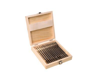 Spade drill bit 13pc set, in wooden case