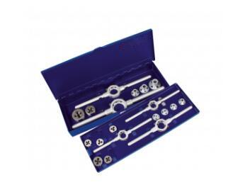 Thread Die and Die Stock Set, Metric, in metal case